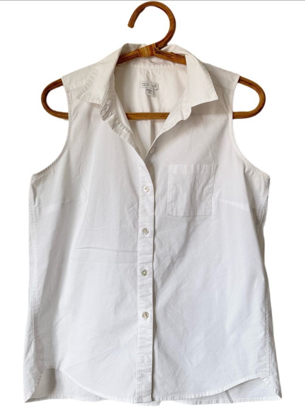 J. Jill White Shirt Collection Sleeveless Button-Down Top MP $69 Americana